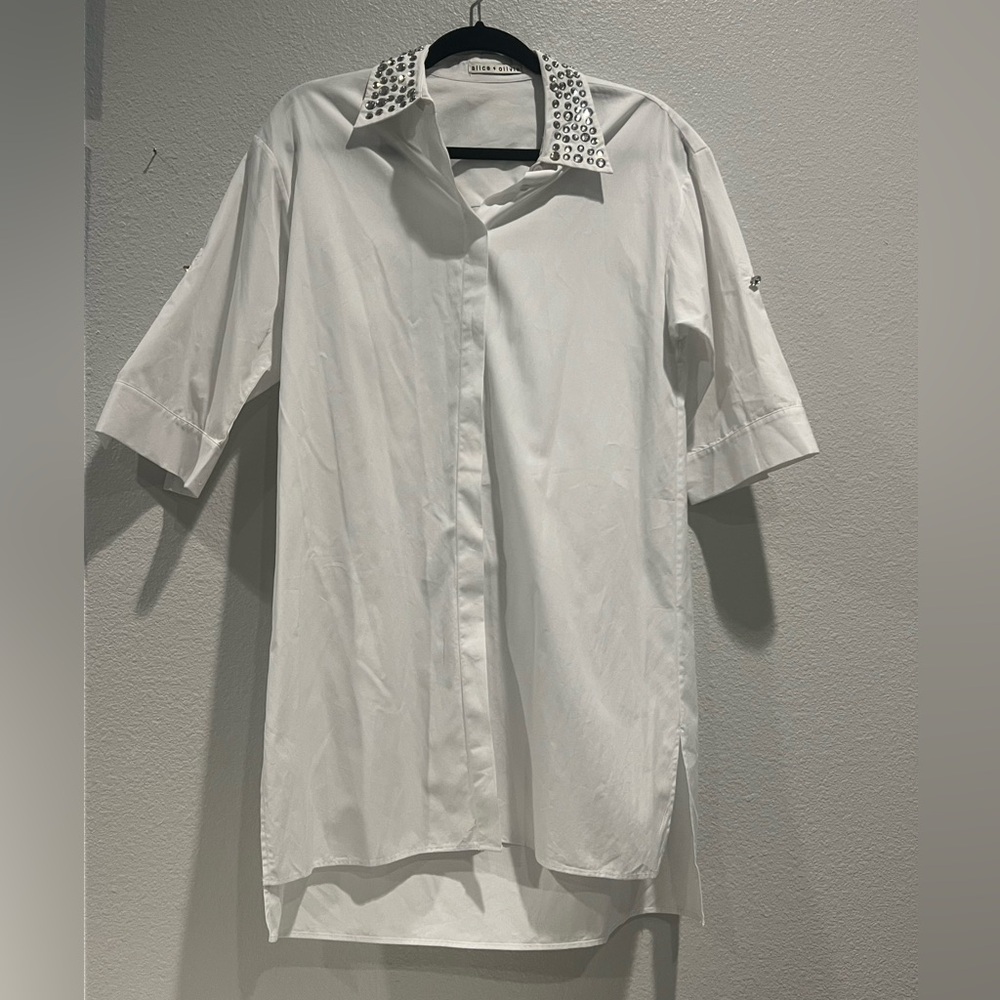 Alice + Olivia White Tunic with Embellished Collar